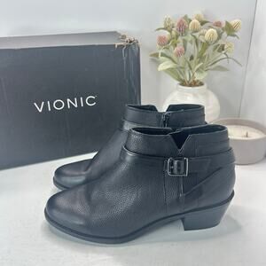 Vionic Brionie Chelsea Suede Side Zip Ankle Boot Brown Women 7.5 Arch Support